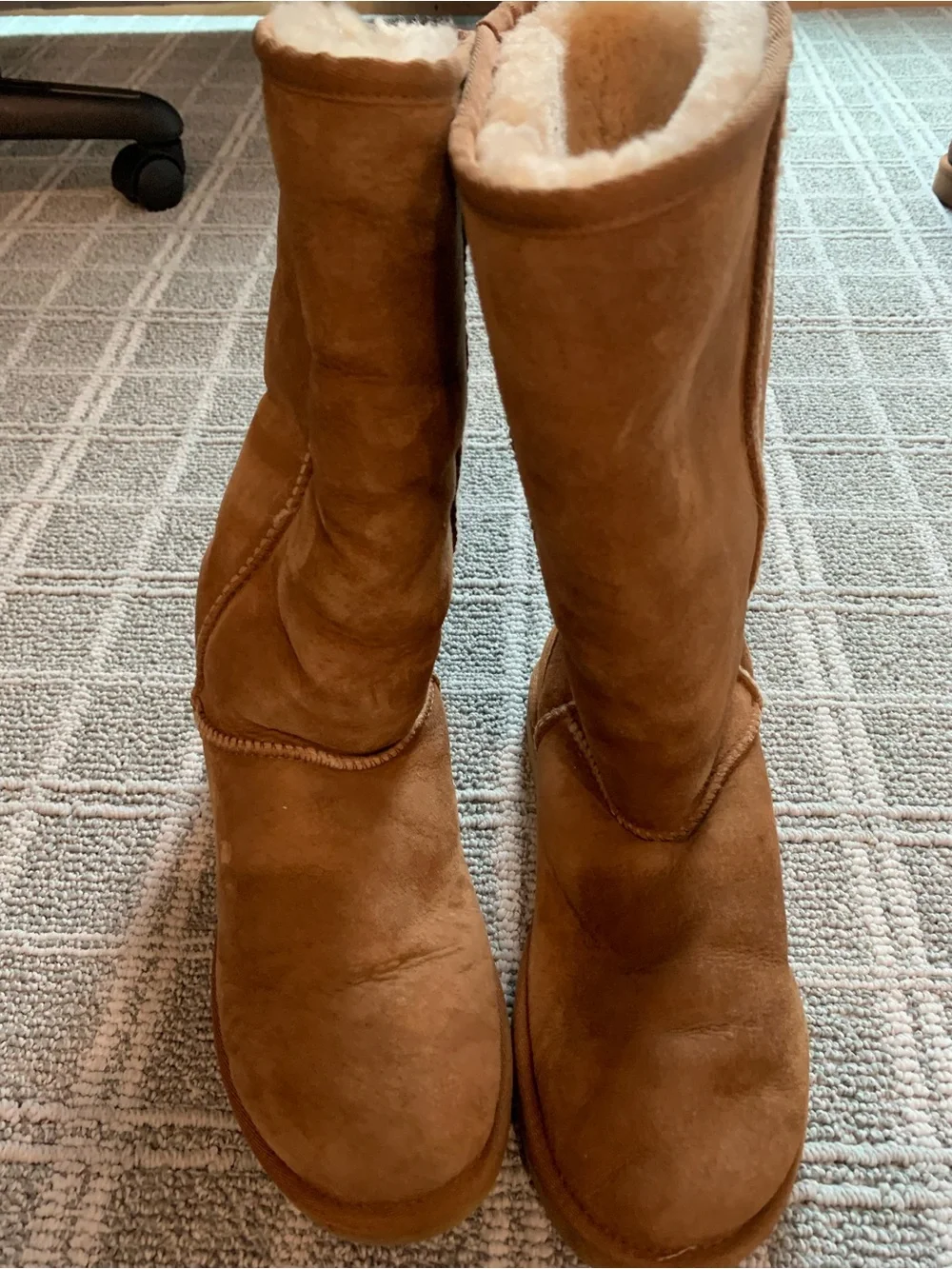 UGG Tall Shearling-Lined Boots in Chestnut Brown